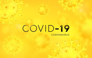 COVID-19 koronavirüs pankartı, 3D illüstrasyon 2019-nCoV. Koronavirüs salgını ve uyarı konsepti olan bir poster. Gerçekçi 3 boyutlu virüs hücreleri olan bir arka plan. Web sitesi için yatay pankart, poster, başlık