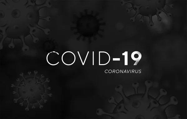 Коронавірусний банер COVID-19, 3d ілюстрація 2019-nCoV. Плакат з пандемією коронавірусу та концепцією попередження. Фон з реалістичними 3d вірусними клітинами. Горизонтальний банер, плакат, заголовок для веб-сайту — стоковий вектор