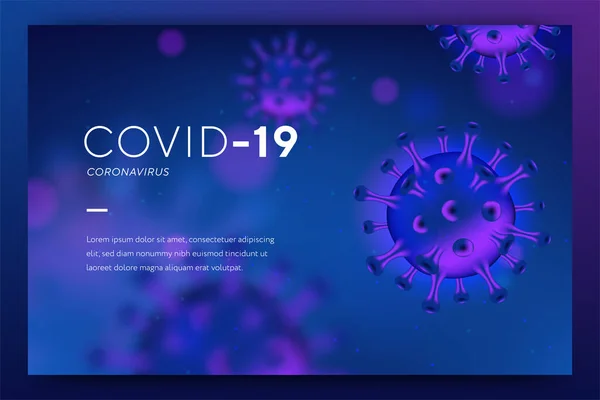 Pandemic Coronavirus, Covid-19 Vector ілюстрація з 3D бактеріями на білому тлі. Мікроби-прапороносці Коронавірус. Смертельний тип вірусу Ковід-19, медичний банер. Приклад вектора. — стоковий вектор