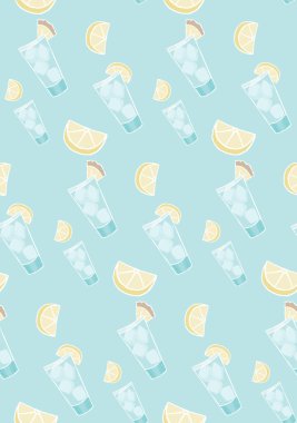 handdrawn yaz içeceği buz ve limon sorunsuz vecto