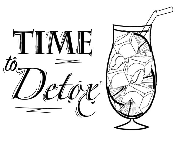 Detox drankje met citroen en mint schets belettering — Stockfoto