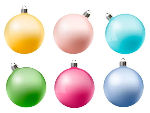 Bolas de Navidad de colores con el vector de reflexión conjunto — Vector de stock
