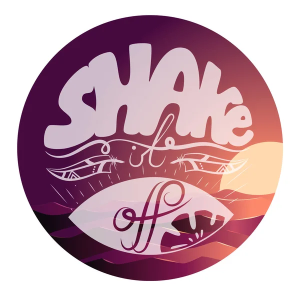 Shake it off lettering on ocean sunset background in boho style — Stock Vector