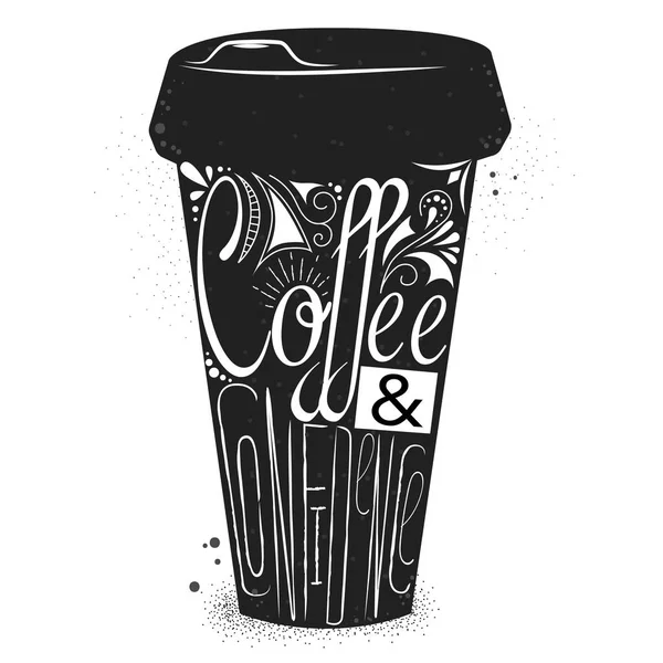 Café e confiança lettering em cu — Vetor de Stock