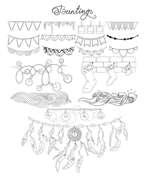 Kézzel rajzolt 18 különböző buntinds betűkkel beállítása — Stock Vector