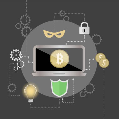 Siber Güvenlik laptop tasarım ile. Bitcoin tasarruf