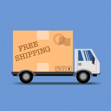 Ücretsiz vektör çizim ile kamyon ve paket kargo