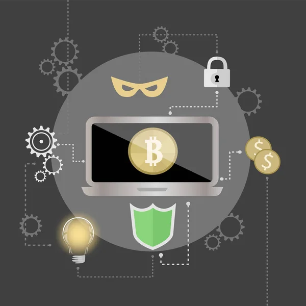 Siber Güvenlik laptop tasarım ile. Bitcoin tasarruf