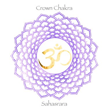 Yedinci taç çakra Sahasrara mor suluboya üzerinde