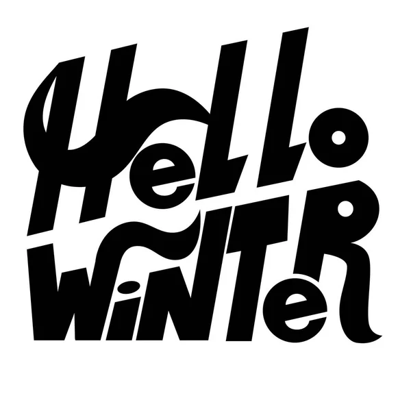 Hola invierno gráfico mano letras sobre fondo blanco vector ilustración — Archivo Imágenes Vectoriales