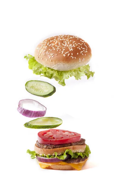 Separated flying burger — Stock Photo, Image