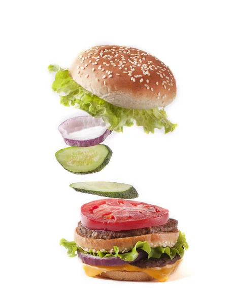 Separated flying burger — Stock Photo, Image