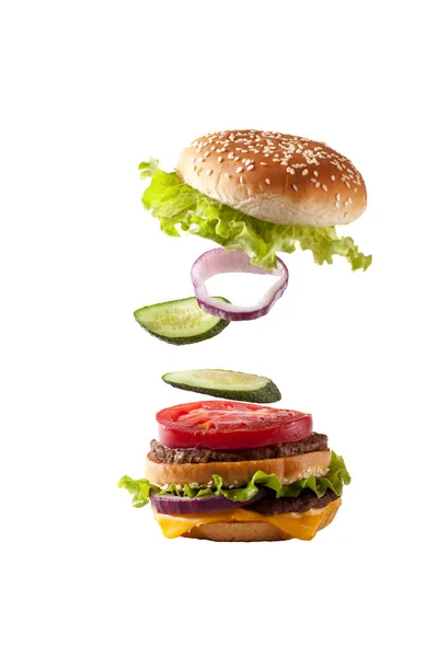 Hamburger volante separato — Foto Stock