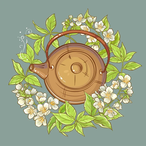 Yasemin çayı vektör çizim — Stok Vektör