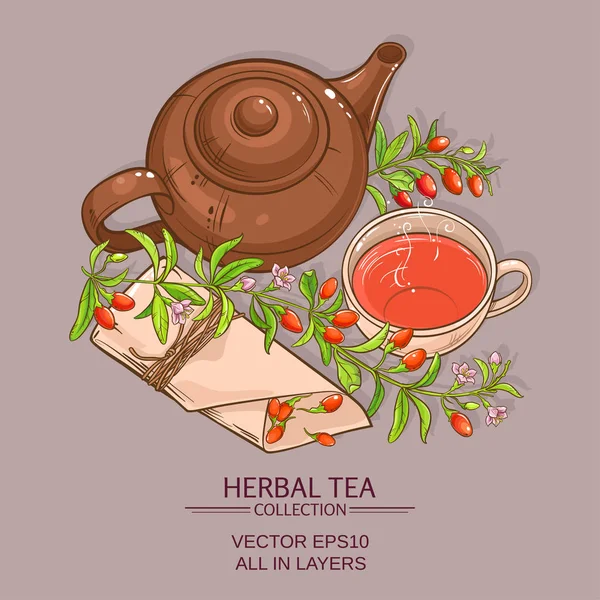 Εικονογράφηση διάνυσμα τσάι Goji — Διανυσματικό Αρχείο