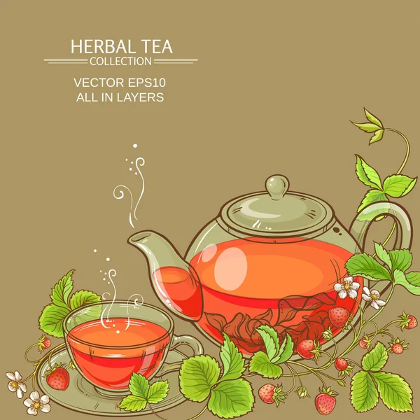 Çilek çay vektör arka plan — Stok Vektör