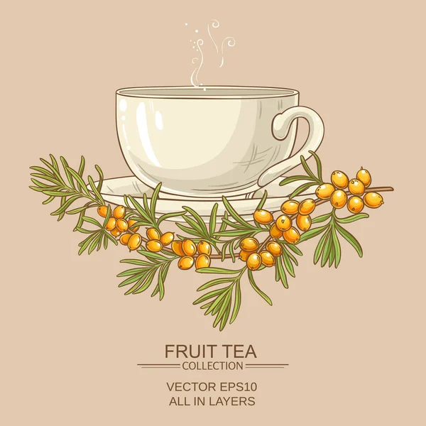 Xícara de chá buckthorn — Vetor de Stock