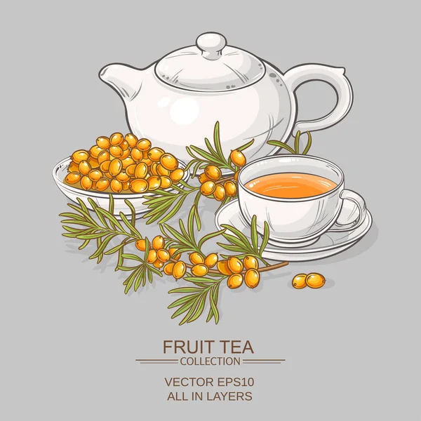 Чай из облепихи — стоковый вектор