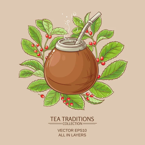 Mate tea in calabash — Stock Vector