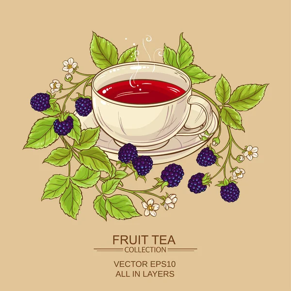 Xícara de chá de amora — Vetor de Stock