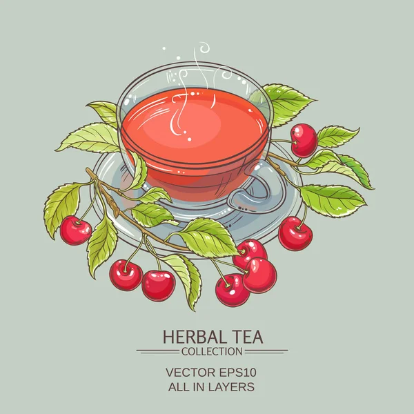 Τσάι με γεύση Αγριοκέρασου εικονογράφηση — Διανυσματικό Αρχείο