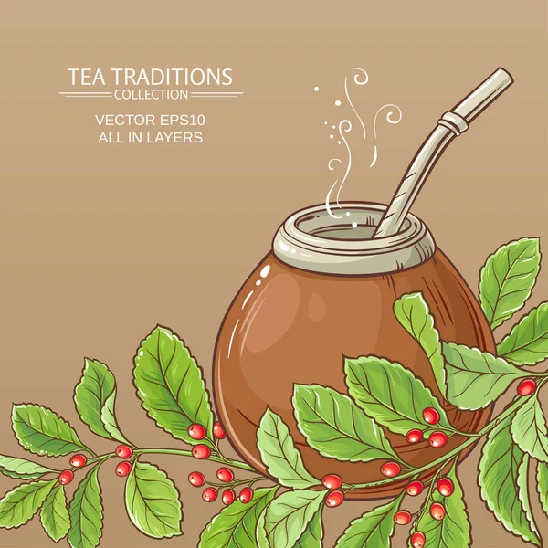 Dibujos: mate a color | yerba mate en calabaza — Vector de stock