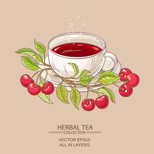 Cherry te illustration — Stock vektor