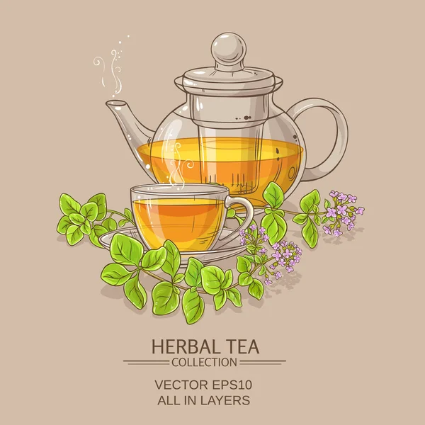 Kekik çay çaydanlık — Stok Vektör