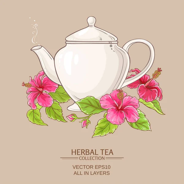 Hibiszkusz tea teáskannát — Stock Vector