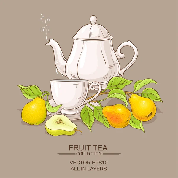 Ilustración vector de té de pera — Vector de stock