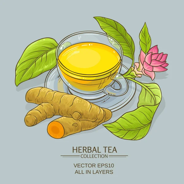 Cup of turmeric tea — Stock Vector