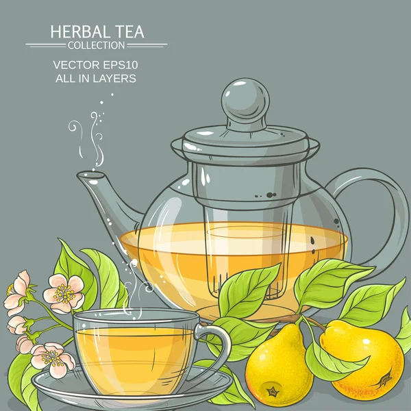 Ilustración vector de té de pera — Vector de stock