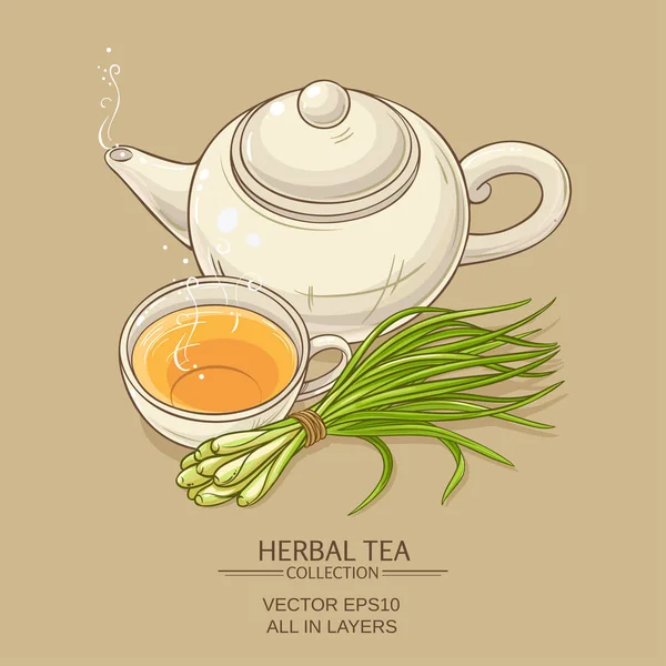 Lemongrass te illustration — Stock vektor