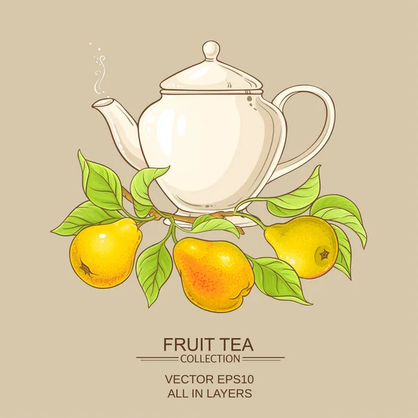 Ilustración vector de té de pera — Vector de stock