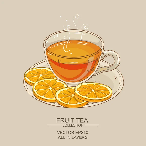 Taza de té de naranja — Vector de stock