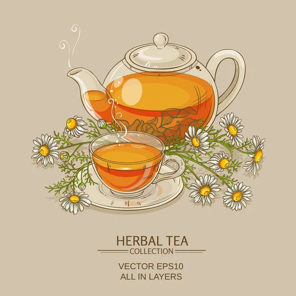 Ilustración de té de manzanilla — Vector de stock