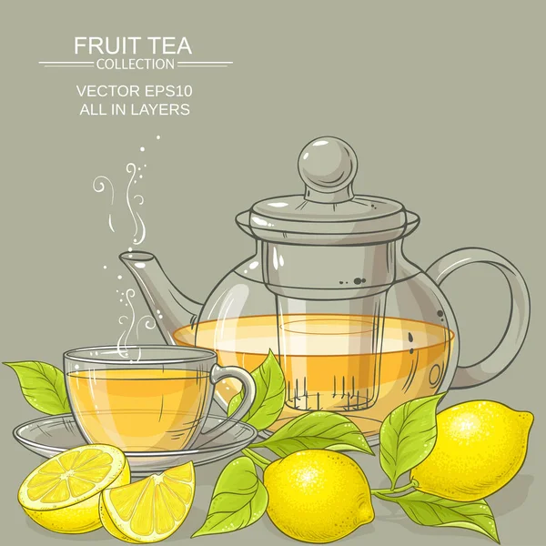Limón té vector ilustración — Vector de stock