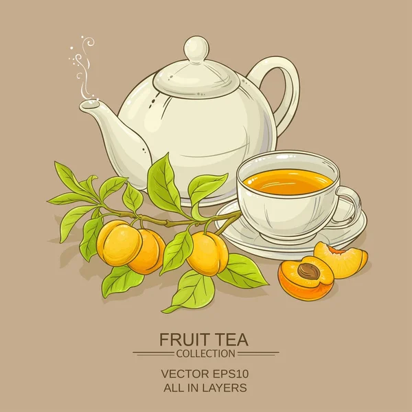 Ilustración de té de albaricoque — Vector de stock