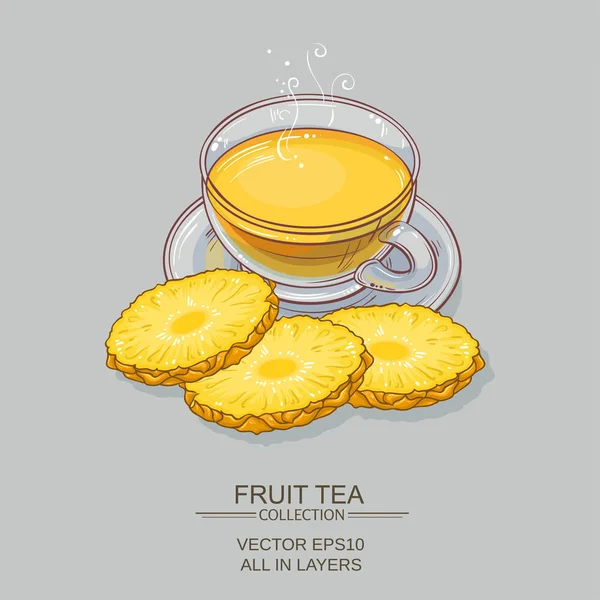 Xícara de chá de abacaxi — Vetor de Stock
