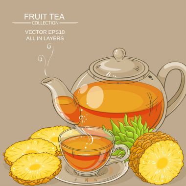 ananas çay illüstrasyon