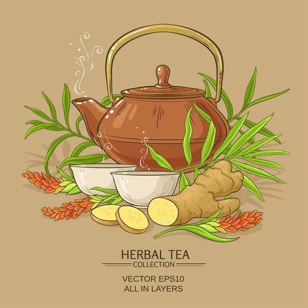 Εικονογράφηση τσάι τζίντζερ — Διανυσματικό Αρχείο