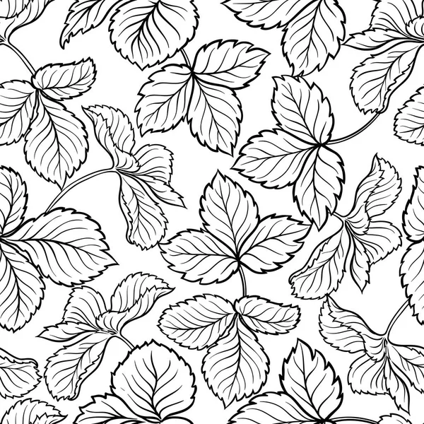 Strawberry leaves seamless pattern — Stock Vector