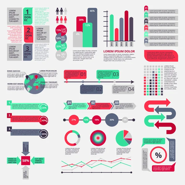 Grote reeks van platte infographic elementen — Stockvector
