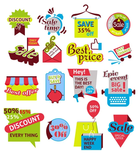 Set of sale and advertistment web icons — Stock Vector