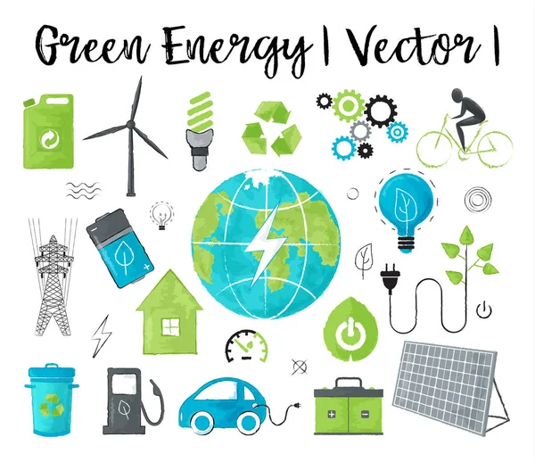 Ekoloji, yeşil enerji kavramı — Stok Vektör