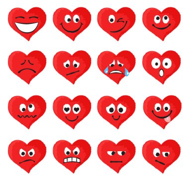 Küme ifadeleri ve emojis kırmızı kalp formunda