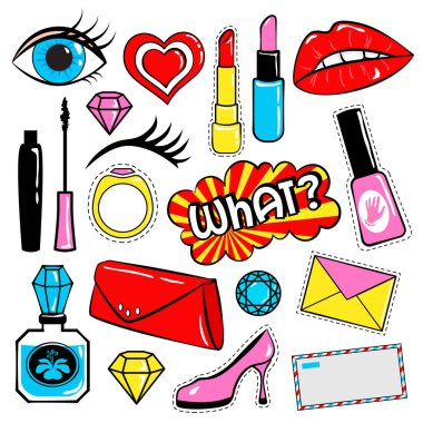 Çıkartmaları ve rozetleri 80'lerin çizgi stili