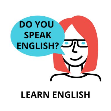 İngilizce simgesi, düz ince çizgi vektör çizim öğrenmek