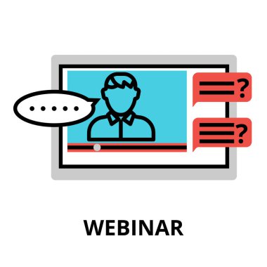 Webinar simgesi, düz ince çizgi vektör çizim