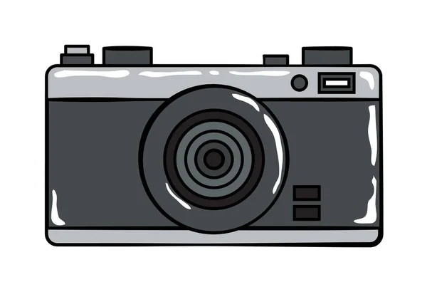 Photo camera cartoon sticker in retro style — Stock Vector